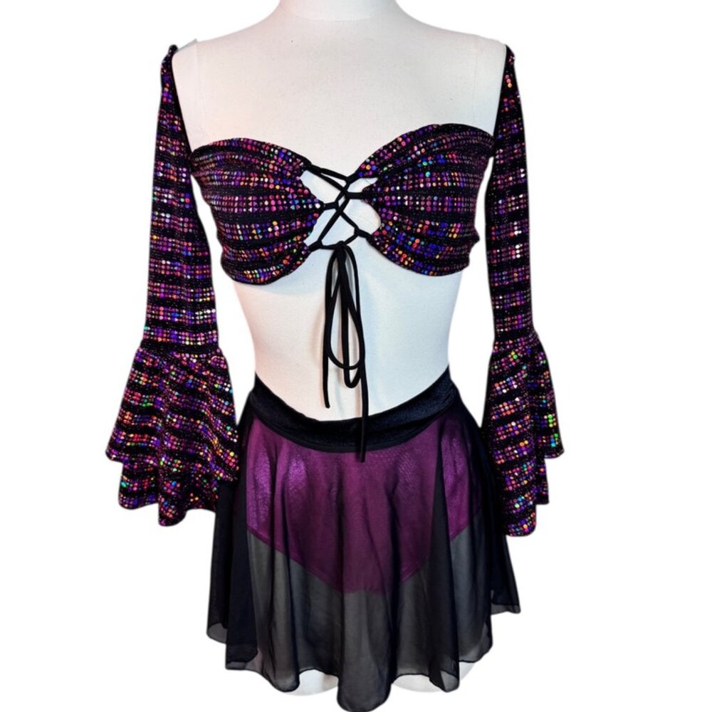 SABORA 6 piece rave party sexy nightclub skirt and top NEW Size small